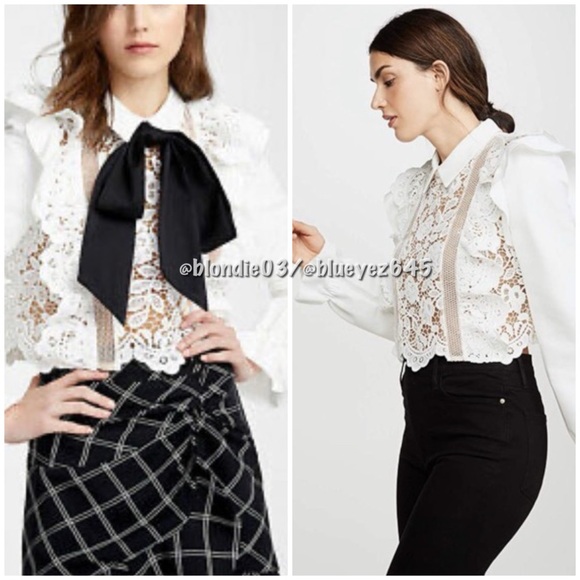 Self-Portrait flower lace tie top UK4/US0 - Picture 2 of 6